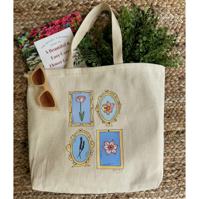 Vintage Framed Flowers | Tote