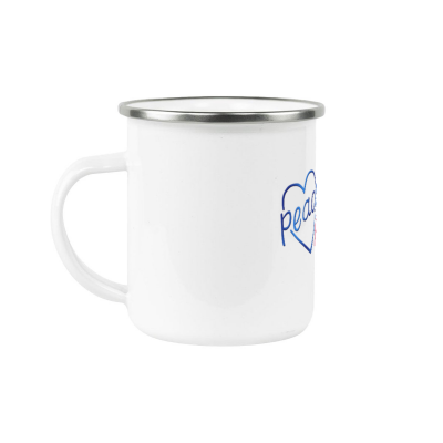 12 oz Fine SS Enamel Cup - Silver Rim