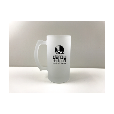 DerpyDadClub Beer Mug - Frosted Glass Beer Stein