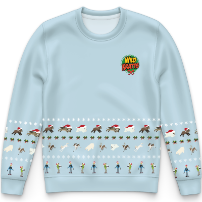 "Holiday Creature Rescue" Performance Crewneck Sweatshirt - Kids Light Blue