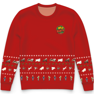 Wild Kratts Holiday Creature Rescue Red Crewneck Sweatshirt - ADULT UNISEX