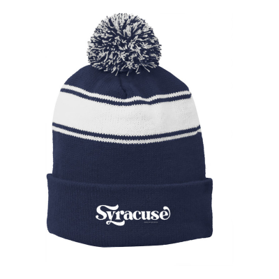 Syracuse Stripe Pom Pom Beanie