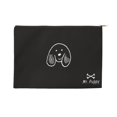 Mr Puppy Logo Black Accessory Pouch with Zipper  (8.5" X 6")