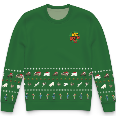 "Holiday Creature Rescue" Performance Crewneck Sweatshirt - Kids Green