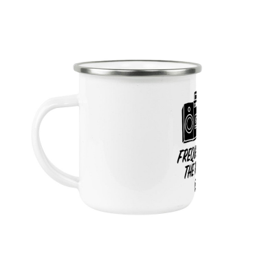 12 oz Fine SS Enamel Cup - Silver Rim
