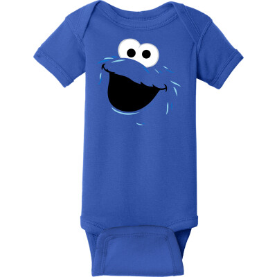 Cookie Monster Face Baby Rib Bodysuit