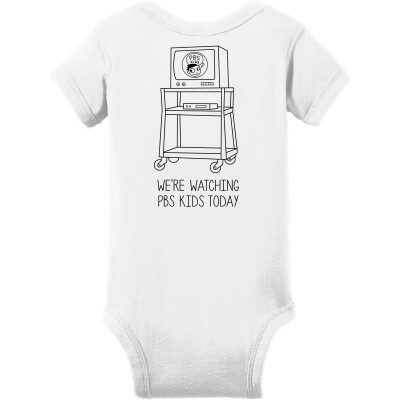 "Watching PBS KIDS" Infant Short Sleeve Baby Rib Bodysuit