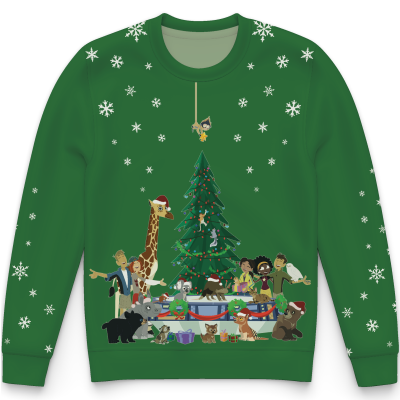Wild Kratts Creature Christmas Green Crewneck Sweatshirt - ADULT UNISEX