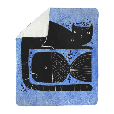 Cat Fish Fleece Blanket - Sherpa (50" x 60")