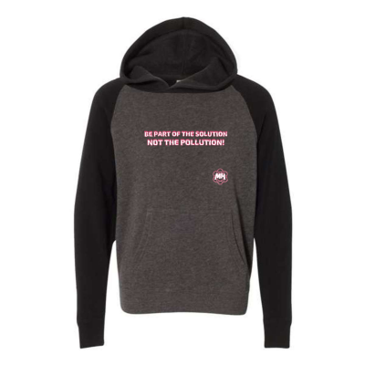 METEOHEROES "Be Part Of The Solution Not The Polution" - UNISEX  YOUTH Special Blend Raglan Hooded Sweatshirt