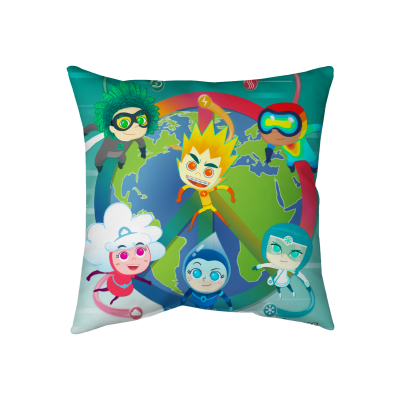METEOHEROES World Peace Throw Pillow - Two-Sided Spun Polyester (Insert included) - Assorted Sizes (14x14, 16x16, 18x18, 20x20, 26x26)