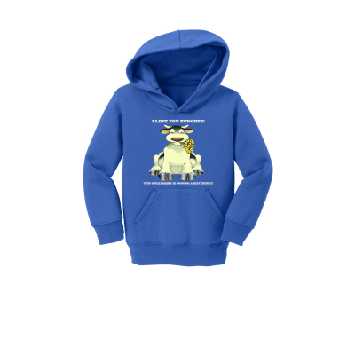 I LOVE YOU Bunches "This Sweatshirt Is Mooing A Difference"  UNISEX TODDLER  Core Fleece Pullover Hooded Sweatshirt