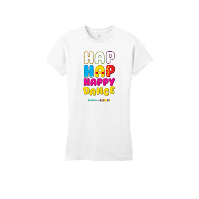 Bubbles and Friends – Happy Dance Collection Hap Hap Happy Dance Womens Fitted T-Shirt