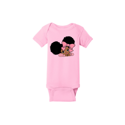 Peekaboo girl Infant Short Sleeve Baby Rib Bodysuit 