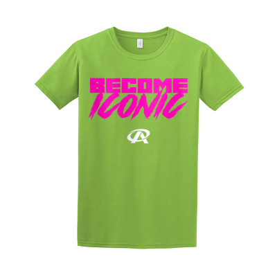 BECOME ICONIC pink text T-Shirt 
