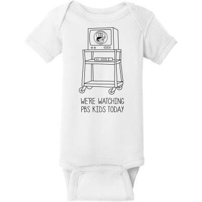 "Watching PBS KIDS" Infant Short Sleeve Baby Rib Bodysuit