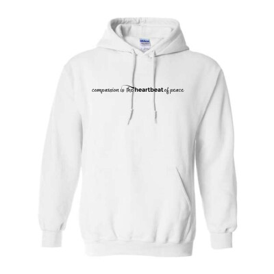 Compassion is the Heartbeat of Peace Heavy Blend Hooded Sweatshirt (dark logo)