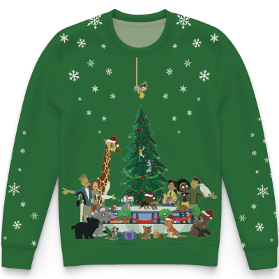 Wild Kratts Creature Christmas Green Crewneck Sweatshirt - ADULT UNISEX