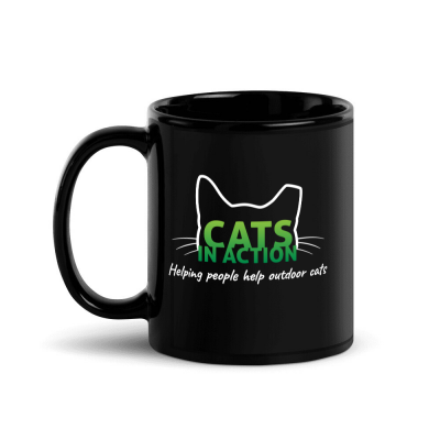Cats in Action Black Mug