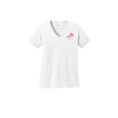 Port & Company Ladies Core Cotton V-Neck Tee - Left Chest