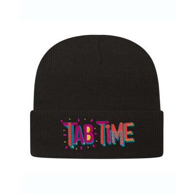 Tab Time Embroidered Knit Beanie