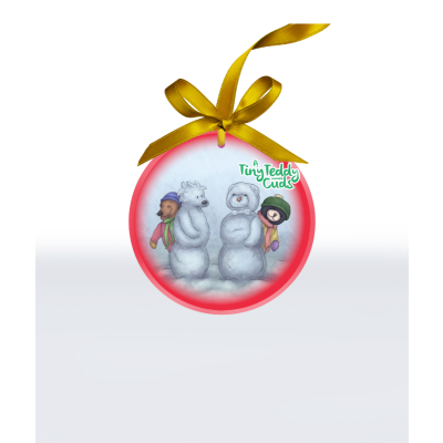Tiny Teddy Friends Glass Ornament - (Round 3.5")