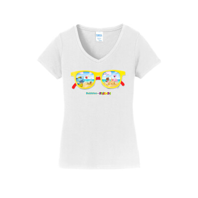 Bubbles & Friends Summer Sunglasses V-Nick Women's Tee