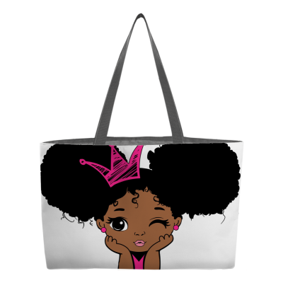 Peakaboo Girl All Over Printed Double-Sided Weekender Tote - Woven Handle