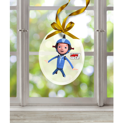 Ready Jet Go! Jet Propulsion Glass Ornament / Suncatcher - Oval (3.75" x 3")