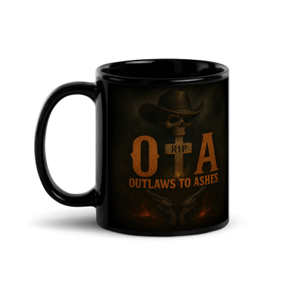 Outlaw RIP Black Glossy Mug