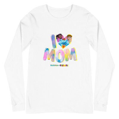 Bubbles & Friends Mothers Day I Love MOM Unisex Long Sleeve Tee
