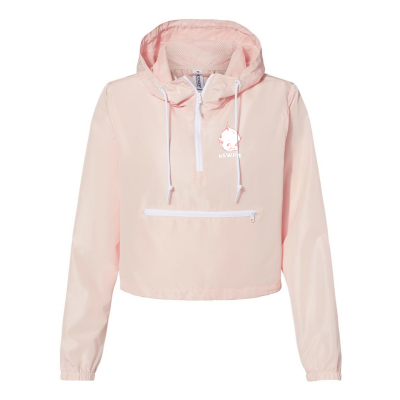 Kewpie® Cropped Windbreaker - Embroidered Women's Lightweight Pullover 
