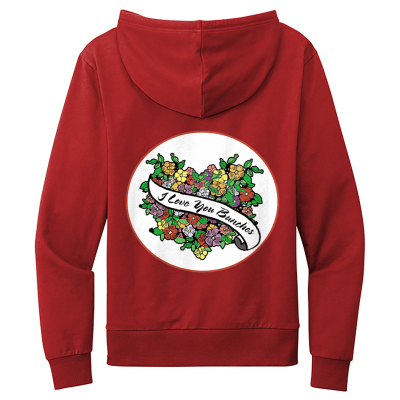 I LOVE YOU BUNCHES! FLower Bouquet" WOMEN's Organic French Terry Pullover Hoodie PRINTED on 2 SIDES