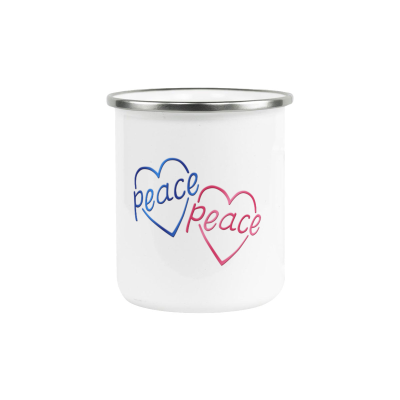 12 oz Fine SS Enamel Cup - Silver Rim