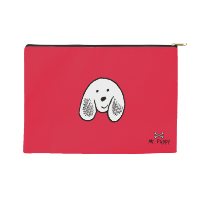Mr Puppy Logo Red Accessory Pouch with Zipper  (8.5" X 6")