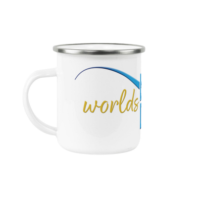 12 oz Fine SS Enamel Cup - Silver Rim