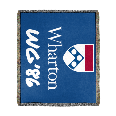 Wharton WG '86 Sharpie Logo Woven Throw Blanket - Landscape  (60" x 50") 